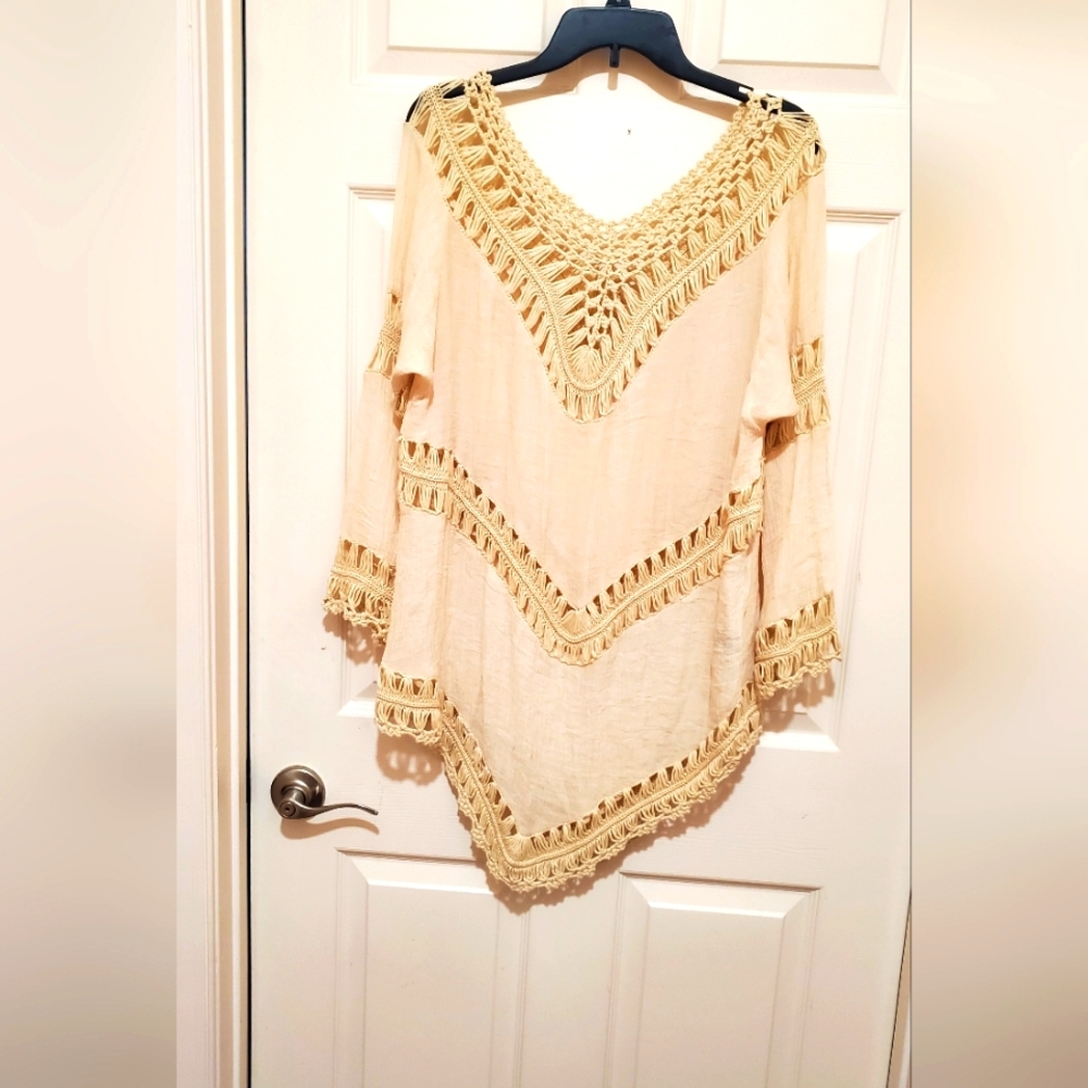 Crochet and Gauze XL top/swimsuit cover up nwot